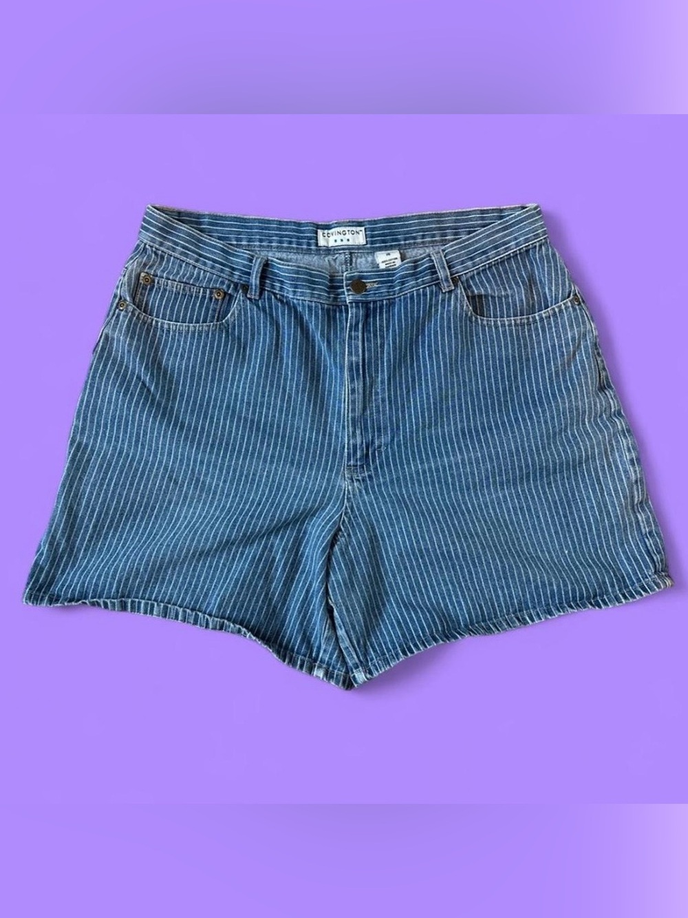 Covington Blue Pinstriped Denim Shorts